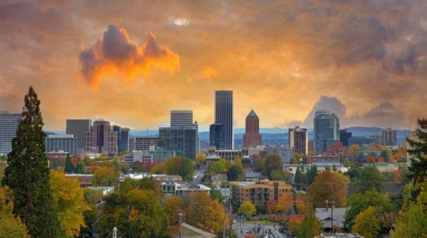 Sunset over portland