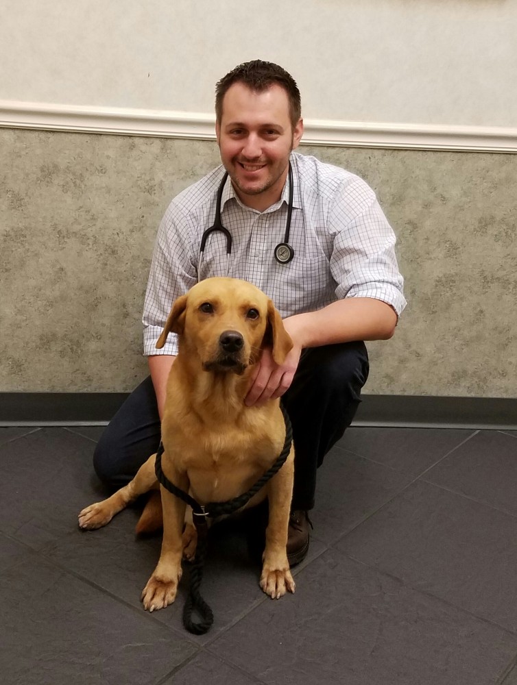 Dr. Rossi with a dog