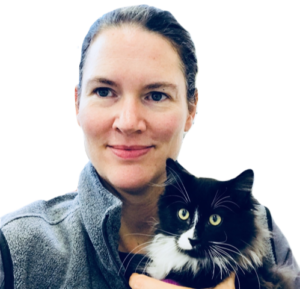 Dr Jennifer Stillion with a cat